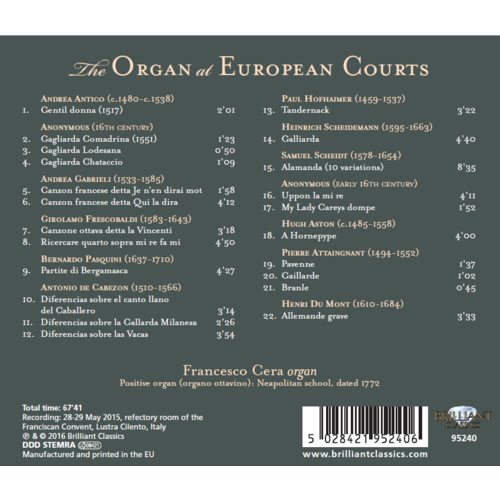 Brilliant Classics The Organ At European Courts