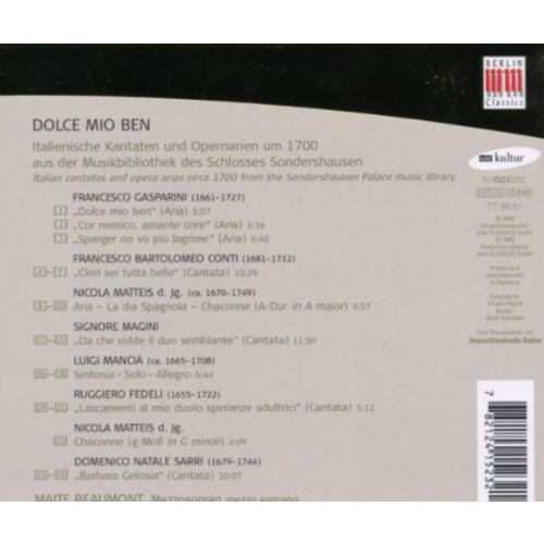 Berlin Classics Beaumont/Lautten Compagney;Dolce Mio Ben