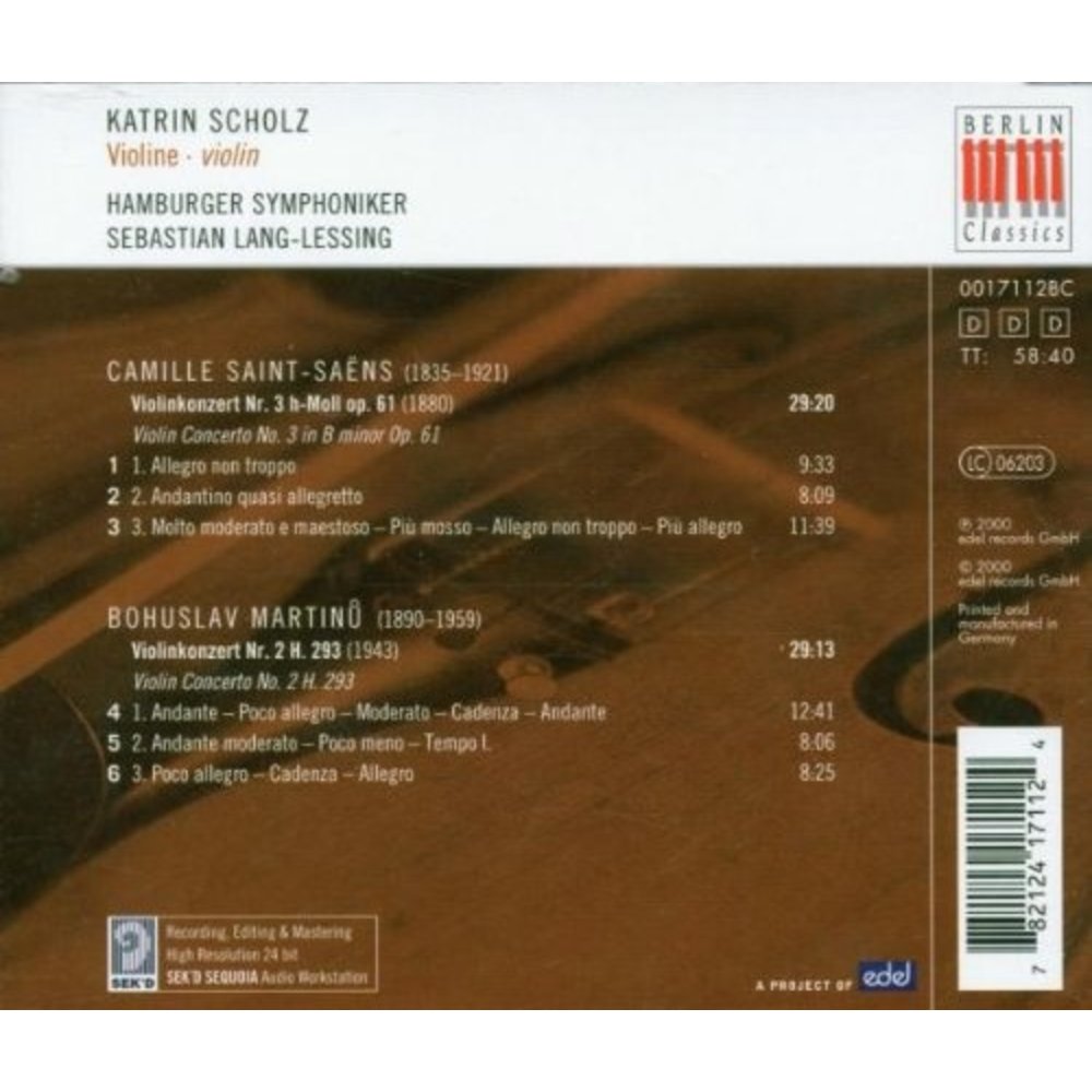 Berlin Classics Saint-Saens, C., Martinu, B.: Violinkonzert
