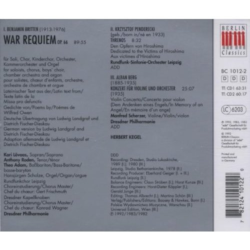 Berlin Classics Berg & Britten & Penderecki: War Requiem - Threnos - Violinkonzerte