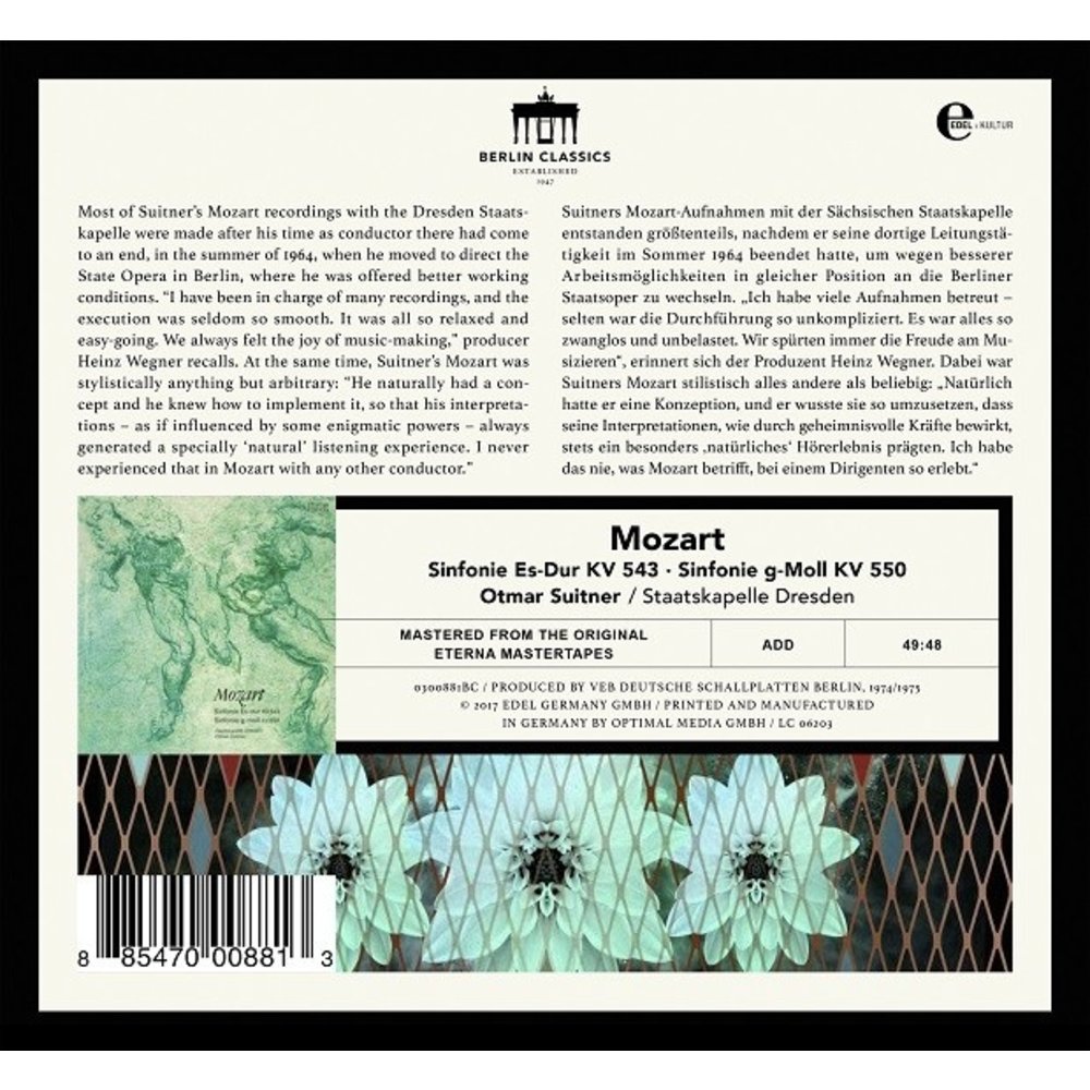 Berlin Classics Mozart: Symphonies 39-40 - Otmar Suitner, Staatkappelle Dresden