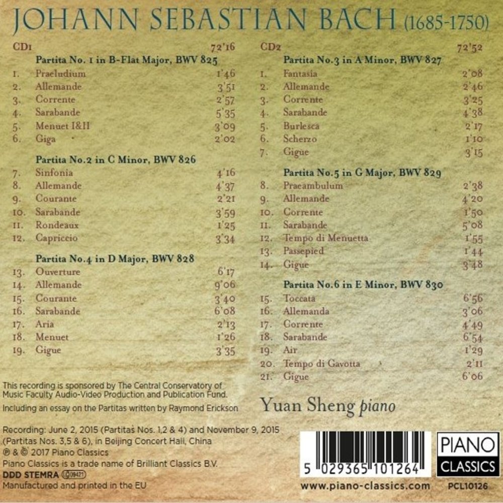 Piano Classics Bach: Complete Partitas - Yuan Sheng