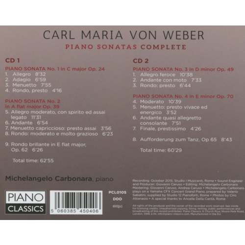 Piano Classics Carbonara;Weber:Complete Piano Sonatas