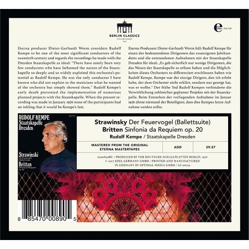 Berlin Classics Stravinsky: Firebird Suites / Britten: Sinfonia da Requiem - Rudolf Kempe