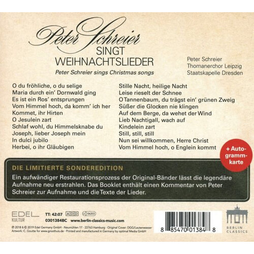 Berlin Classics Peter Schreier Weihnachtslieder(Deluxe)