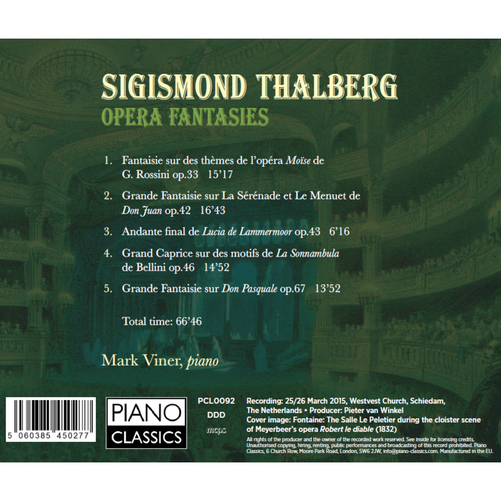 Piano Classics Thalberg: Opera Fantasies