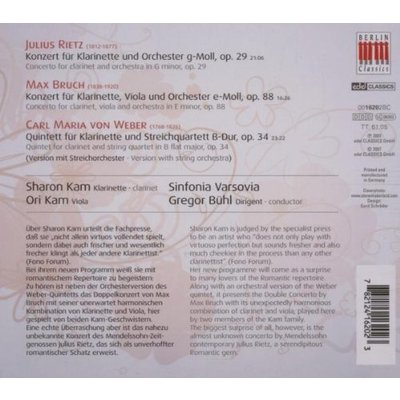 Bruch & Rietz & Weber: The Romantic Clarinet; Sharon Kam