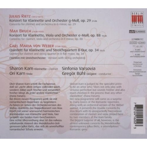 Berlin Classics Bruch & Rietz & Weber: The Romantic Clarinet; Sharon Kam