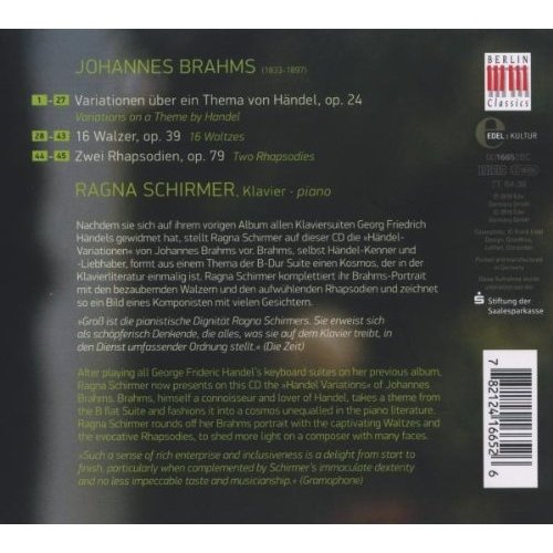 Berlin Classics Brahms:Handel-Var./+ ; Ragna Schirmer