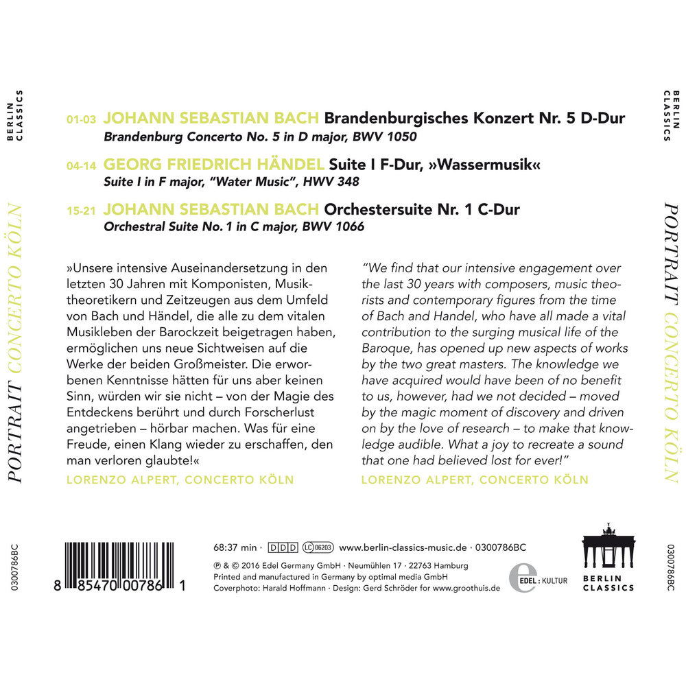 Berlin Classics Concerto Köln: Portrait - Bach & Handel