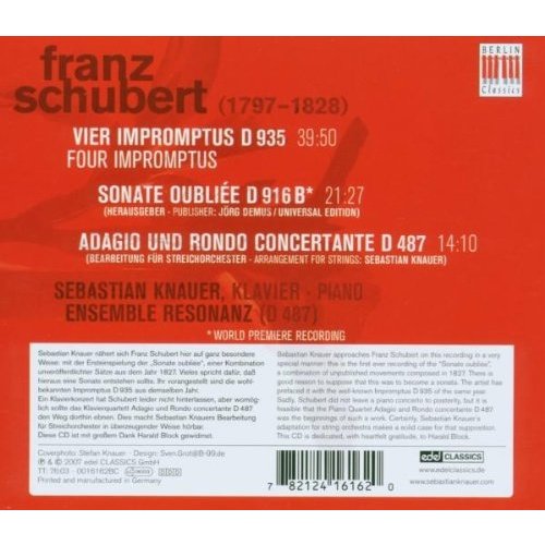 Berlin Classics Schubert: Sonate Oubilee; Sebastian Knauer