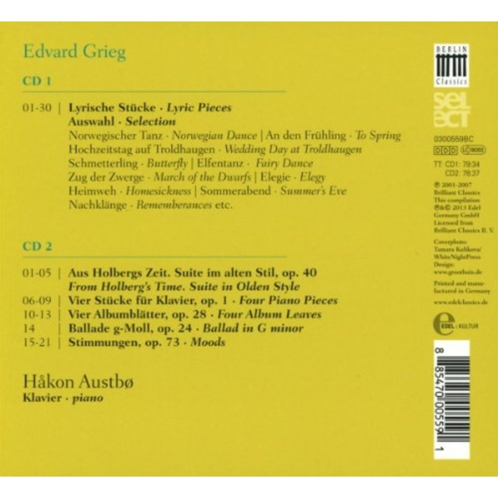 Berlin Classics Grieg: From Holberg’s Time, Lyric Pieces, Works for Piano