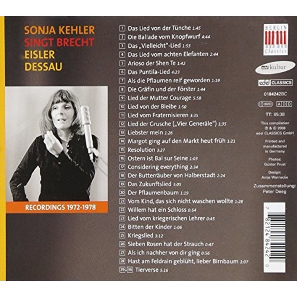 Berlin Classics Kehler Singt Brecht