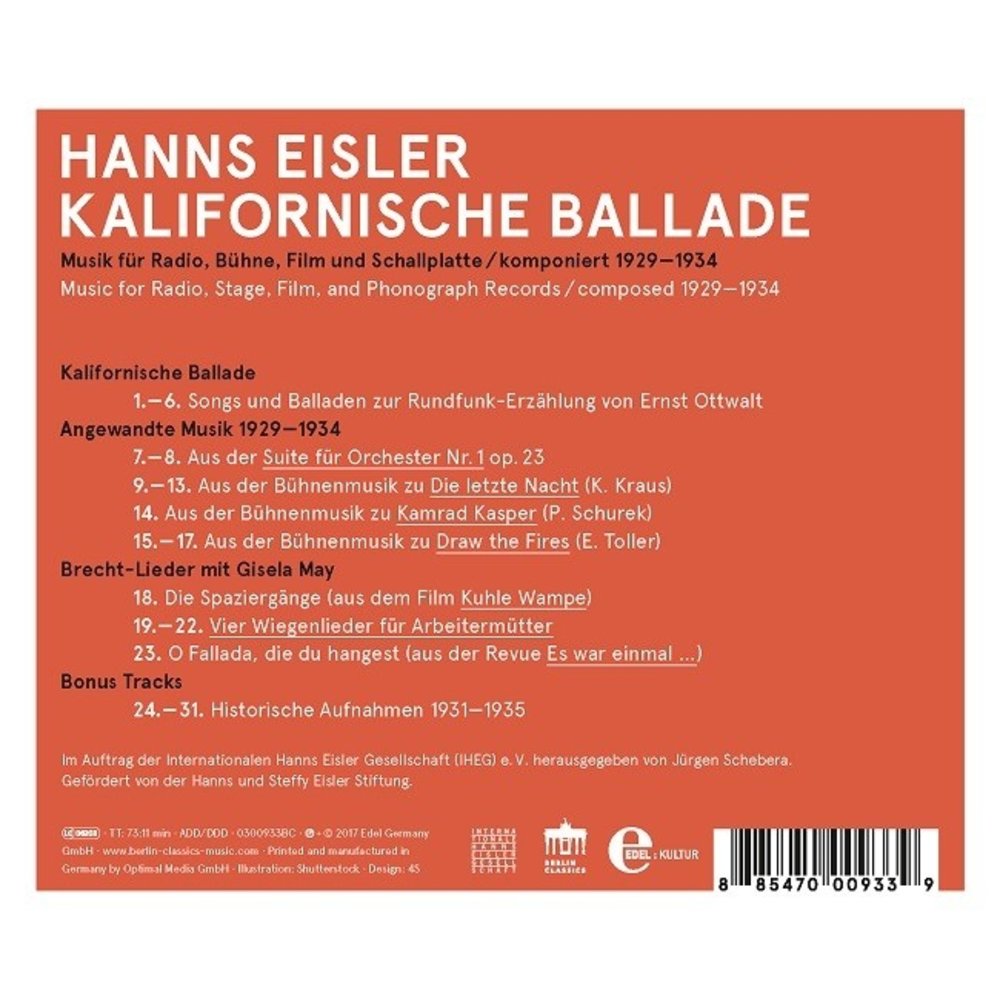 Berlin Classics Eisler: Kalifornische Ballade