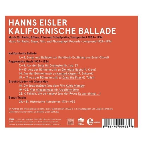 Berlin Classics Eisler: Kalifornische Ballade