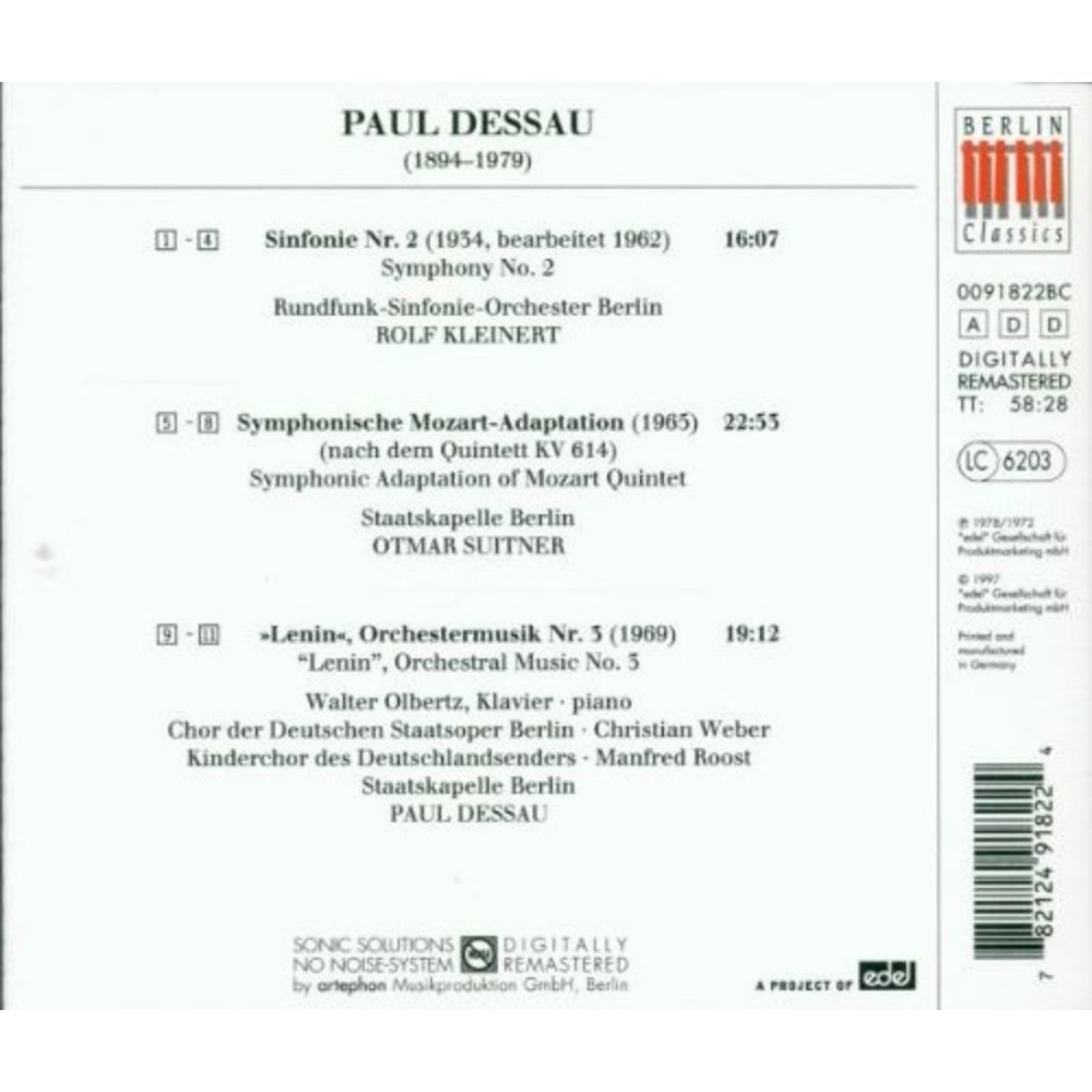 Berlin Classics Dessau, Paul: Orchesterwerke Vol.II