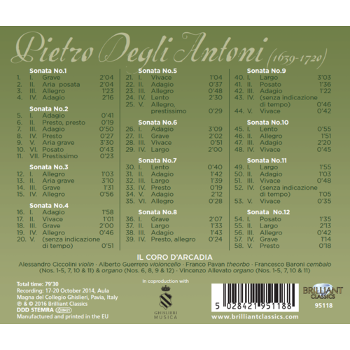 Brilliant Classics Degli Antoni:12 Sonatas Op.4