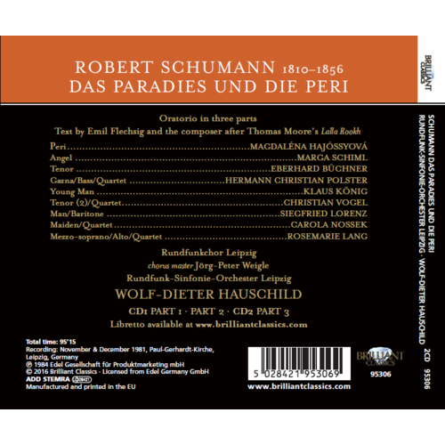 Brilliant Classics Schumann:Das Paradies Und Die Peri