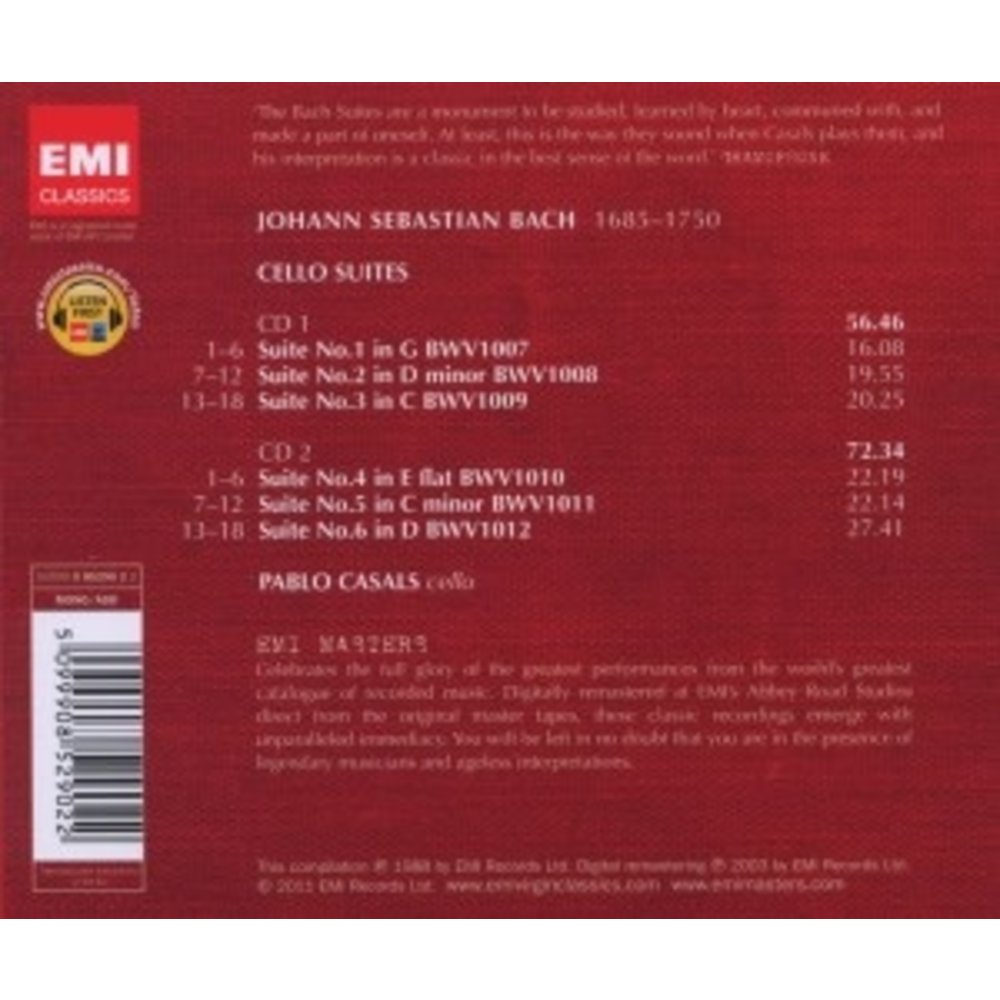 Erato/Warner Classics Bach: Cello Suites
