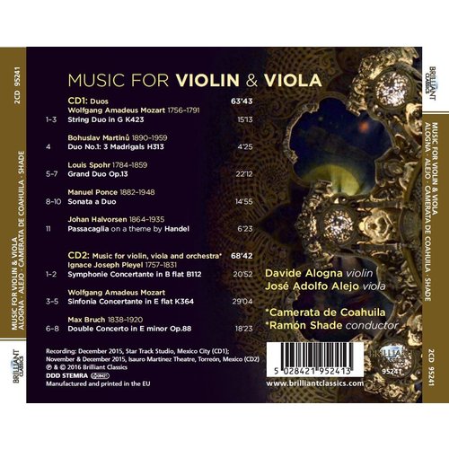 Brilliant Classics Bruch, Ponce & Mozart: Music for violin and viola