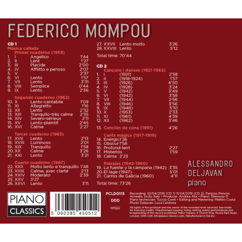 Piano Classics Mompou - Piano Music