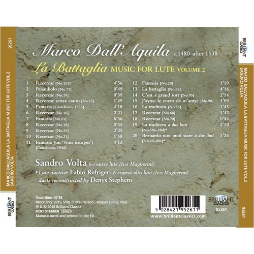 Brilliant Classics Dall'aguila: La Battaglia Lute music Vol.2 - Sandro Volta