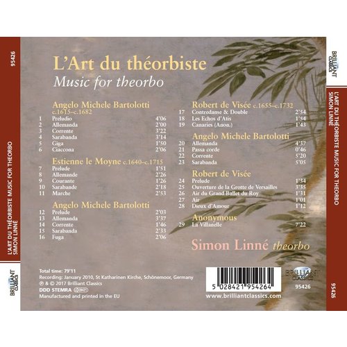 Brilliant Classics L'Art Du Theorbiste: Music for Theorbo - Simon Linne