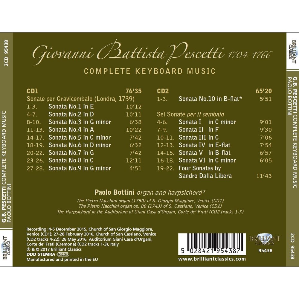 Brilliant Classics Pescetti: Complete Keyboard Music