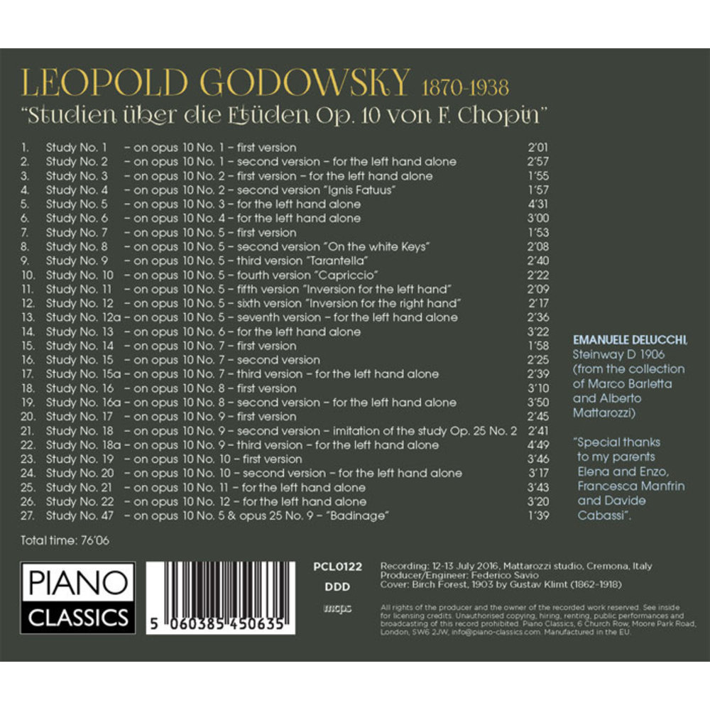 Piano Classics Godowsky: Studies On Chopin - Emanuele Delucchi