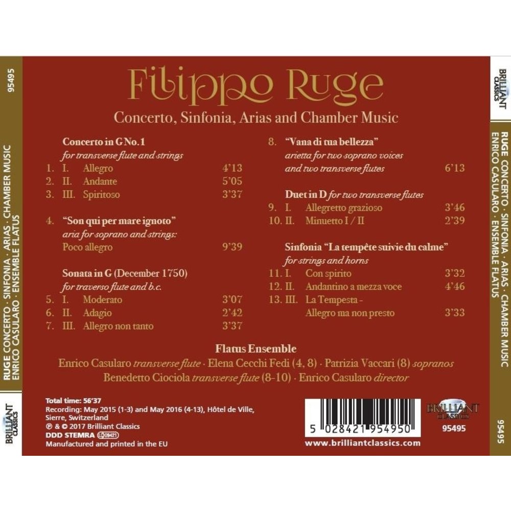 Brilliant Classics Ruge: Concerto, Sinfonia Arias and Chamber Music