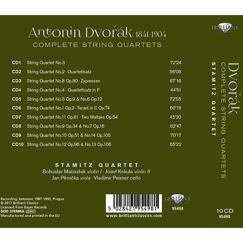 Brilliant Classics Dvorak: Complete String Quartets (10CD)