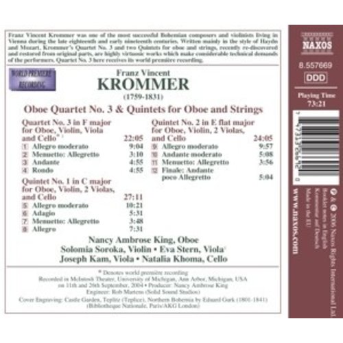 Naxos Krommer: Oboe Quartet No. 3