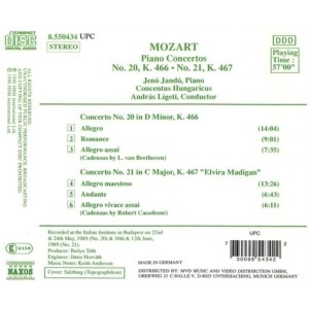 Naxos Mozart:piano Concertos 20&21