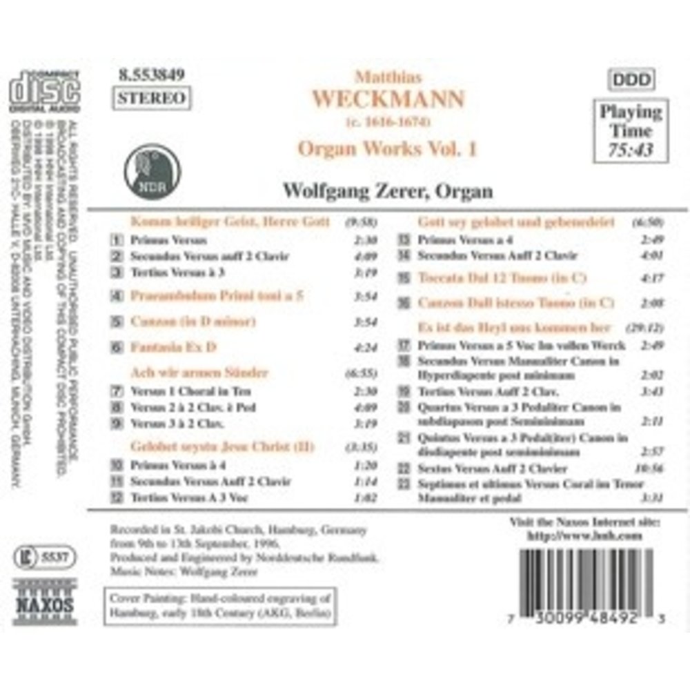 Naxos Weckmann: Organ Works Vol.1