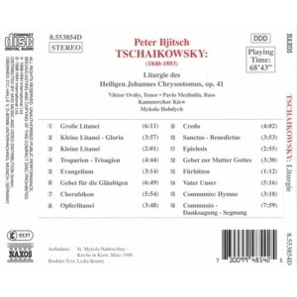 Naxos Tchaikovsky:liturgy Of St.j.ch