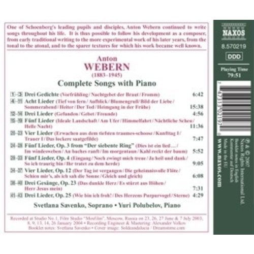 Naxos Webern: Complete Songs With Piano