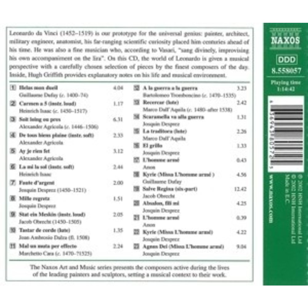 Naxos Leonardo Da Vinci:music Of His