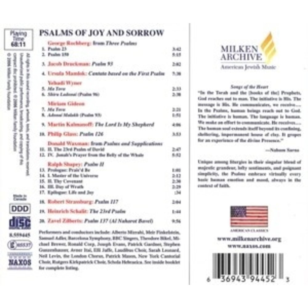 Naxos Psalms Of Joy And Sorrow