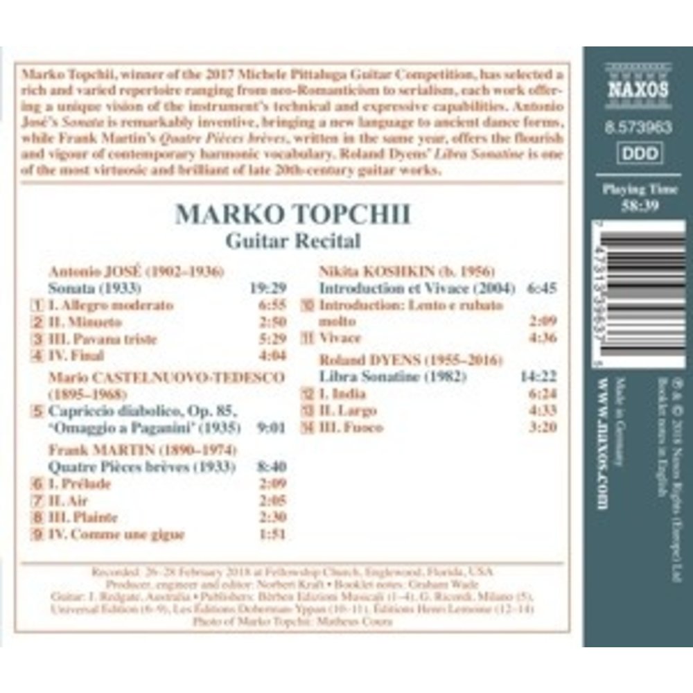 Naxos Marko Topchii Guitar Laureate Recit