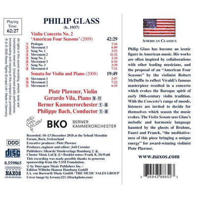 GLASS: Violin Concerto No. 2 'American Four Seasons'