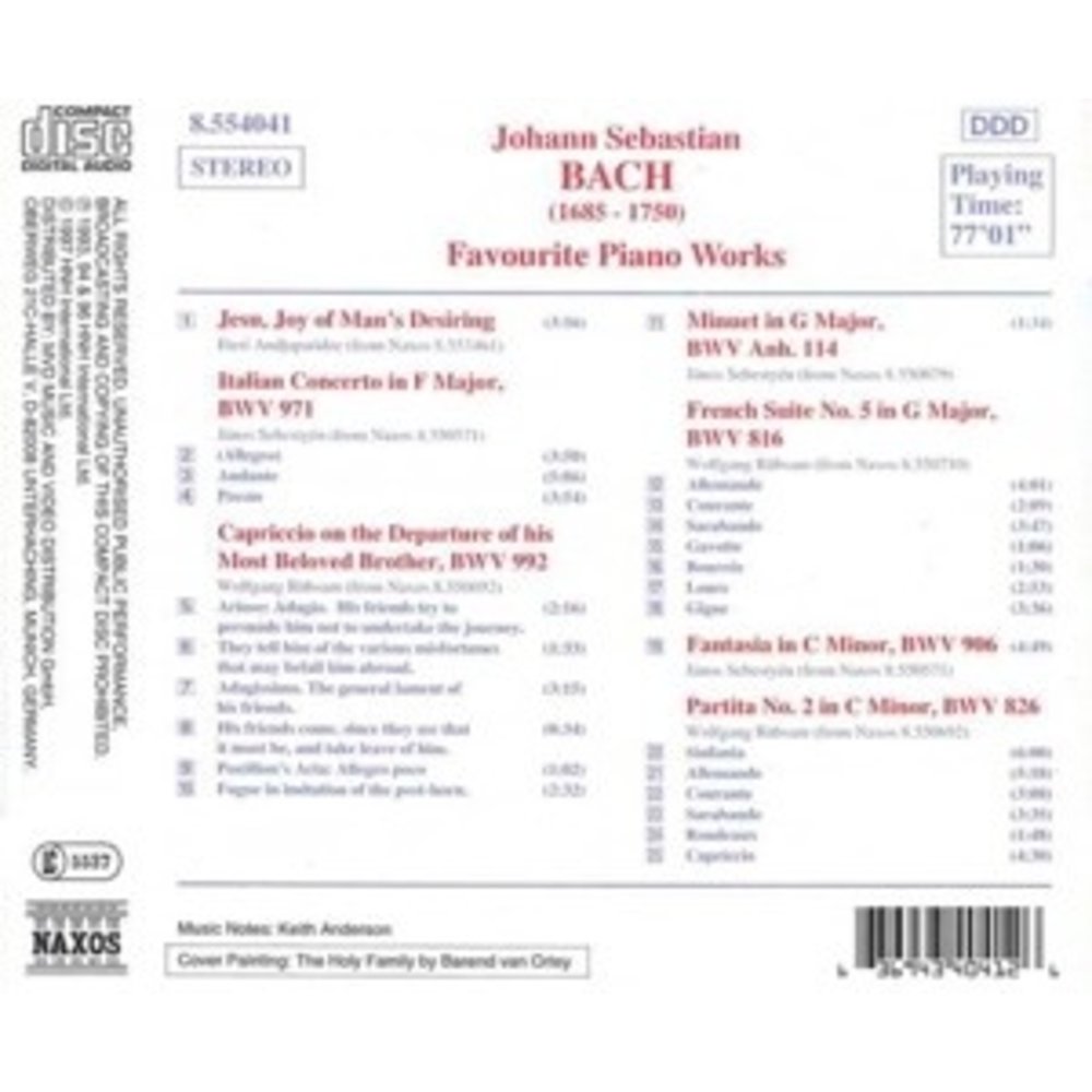 Naxos Bach J. S.: Fav. Piano Works