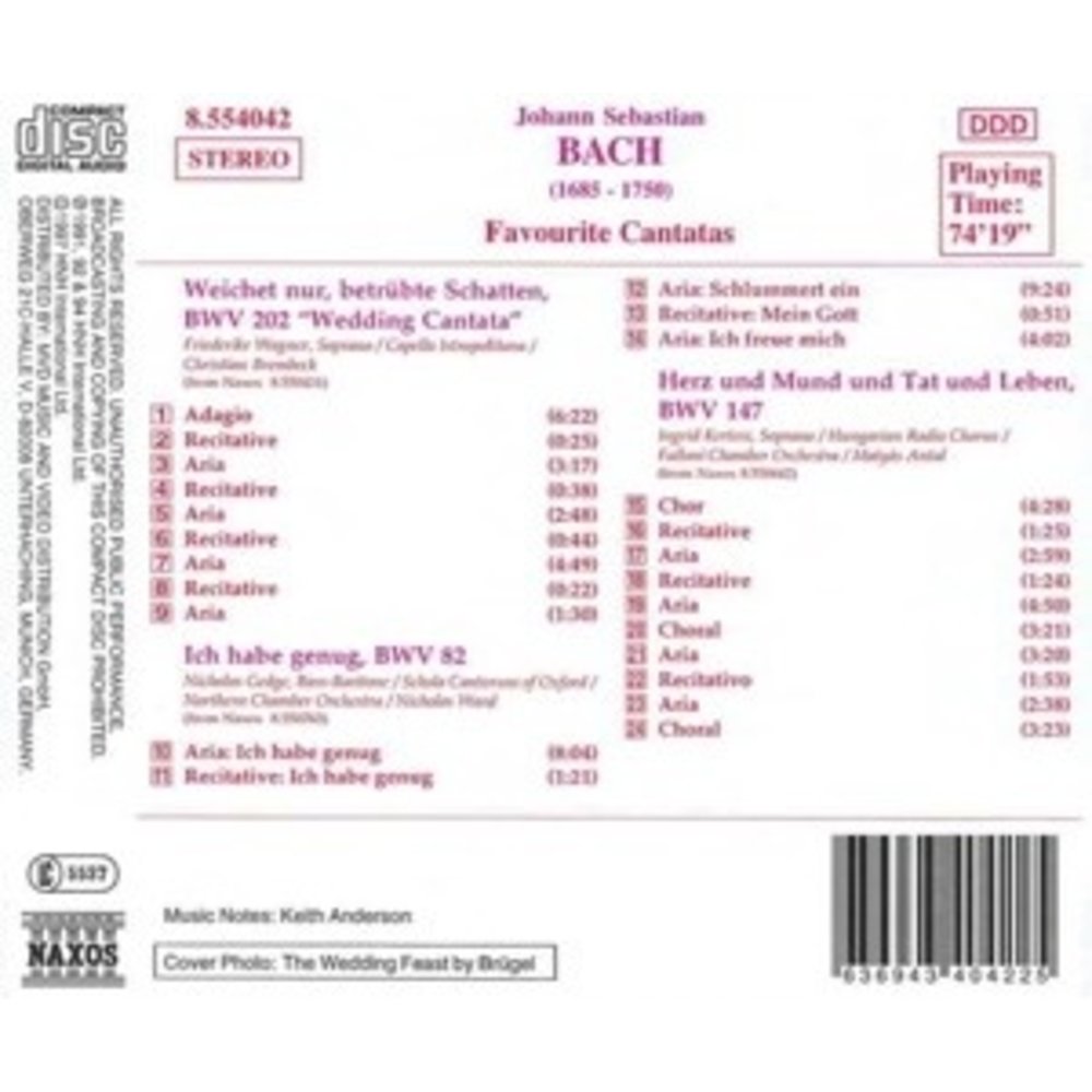 Naxos Bach J. S.: Favourite Cantatas