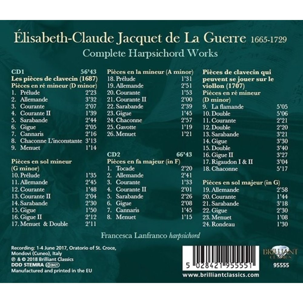 Brilliant Classics Jacquet De La Guerre: Complete Harpsichord Works