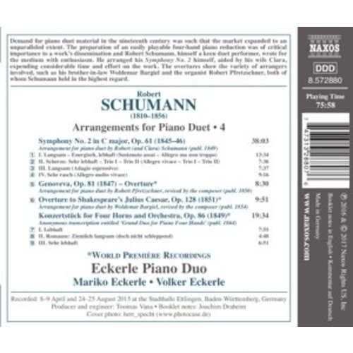 Naxos SCHUMANN: ARRANGEMENTS FOR PIANO DUET, VOL.4