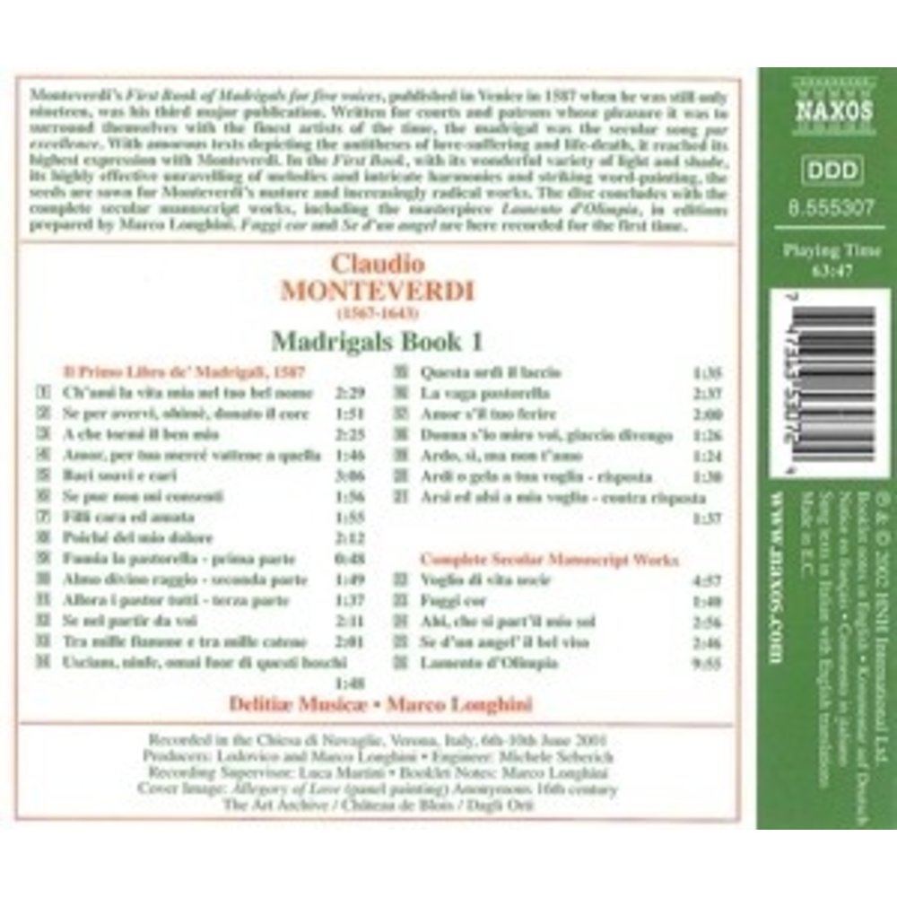 Naxos Monteverdi: Madrigals Book 1