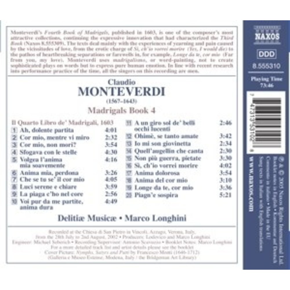 Naxos Monteverdi: Madrigals Book 4