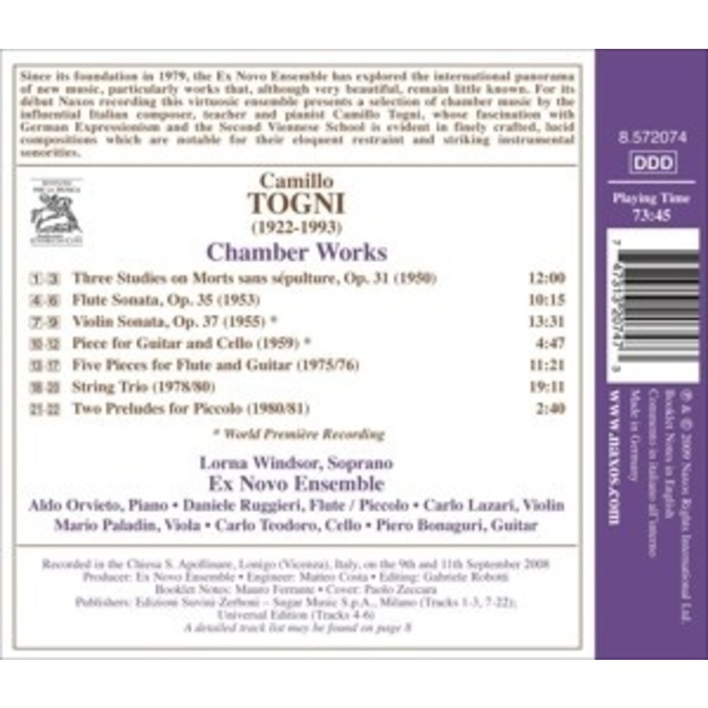 Naxos Togni: Chamber Works