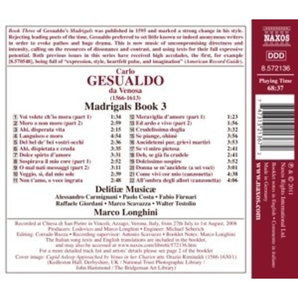 Naxos Gesualdo: Madrigals Book 3