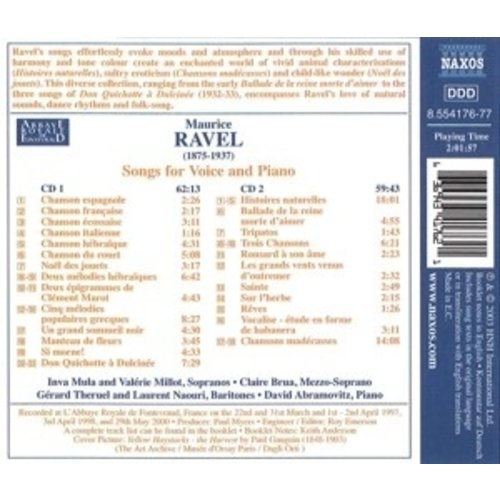 Naxos Ravel: Songs For Voice & Piano