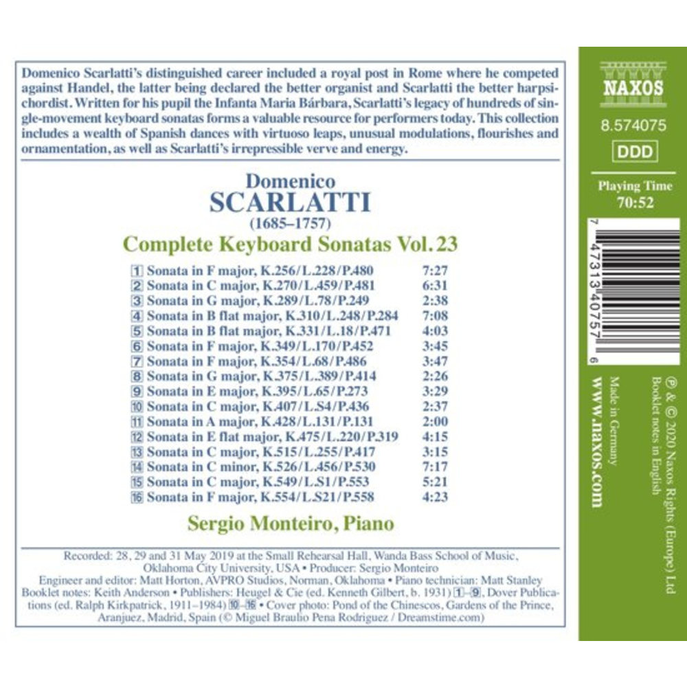 Naxos Scarlatti: Complete Keyboard Sonatas, Vol. 23